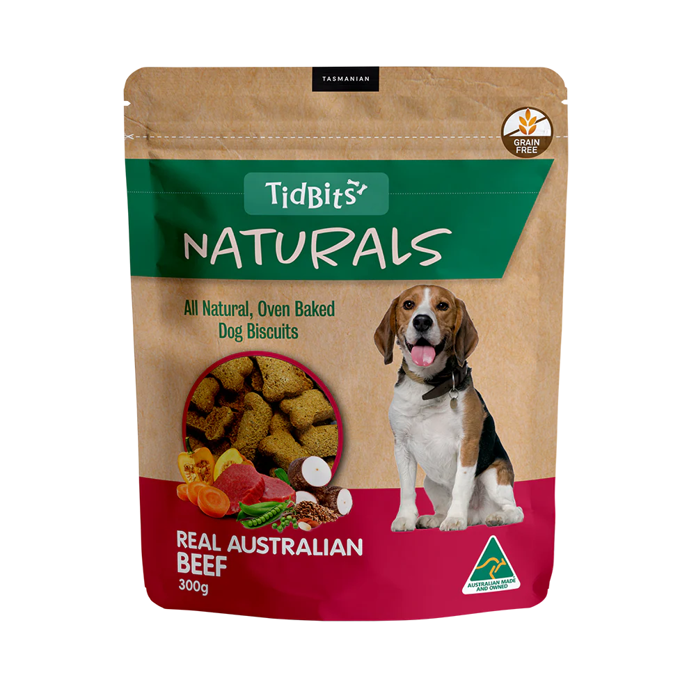 TidBits - Naturals Grain Free Beef Dog Biscuits (300g)