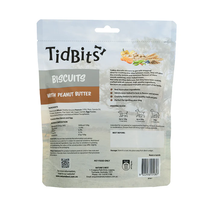 TidBits - Naturals Peanut Butter Dog Biscuits (350g) - Image 3