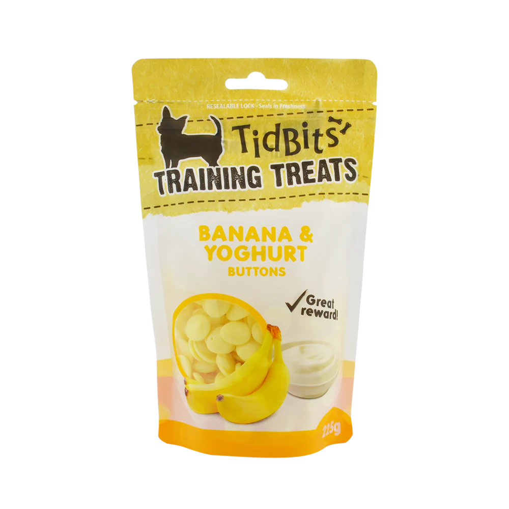 TidBits - Training Treats Banana & Yoghurt Buttons (250g)