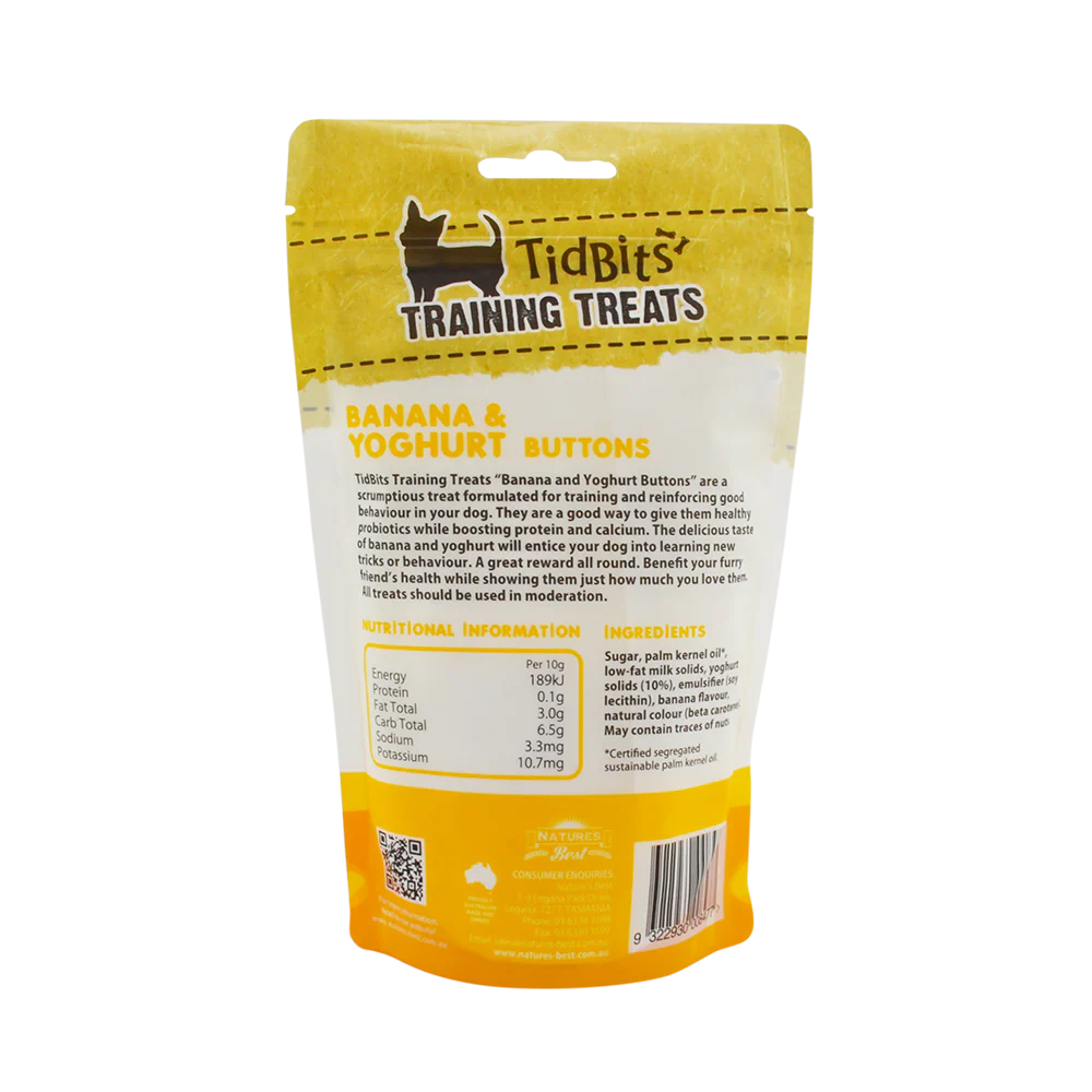TidBits - Training Treats Banana & Yoghurt Buttons (250g) - Image 2