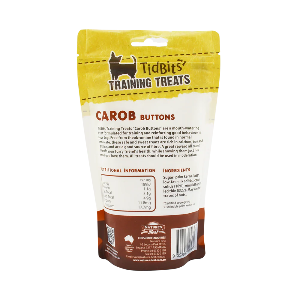 TidBits - Training Treats Carob Buttons (250g) - Image 2