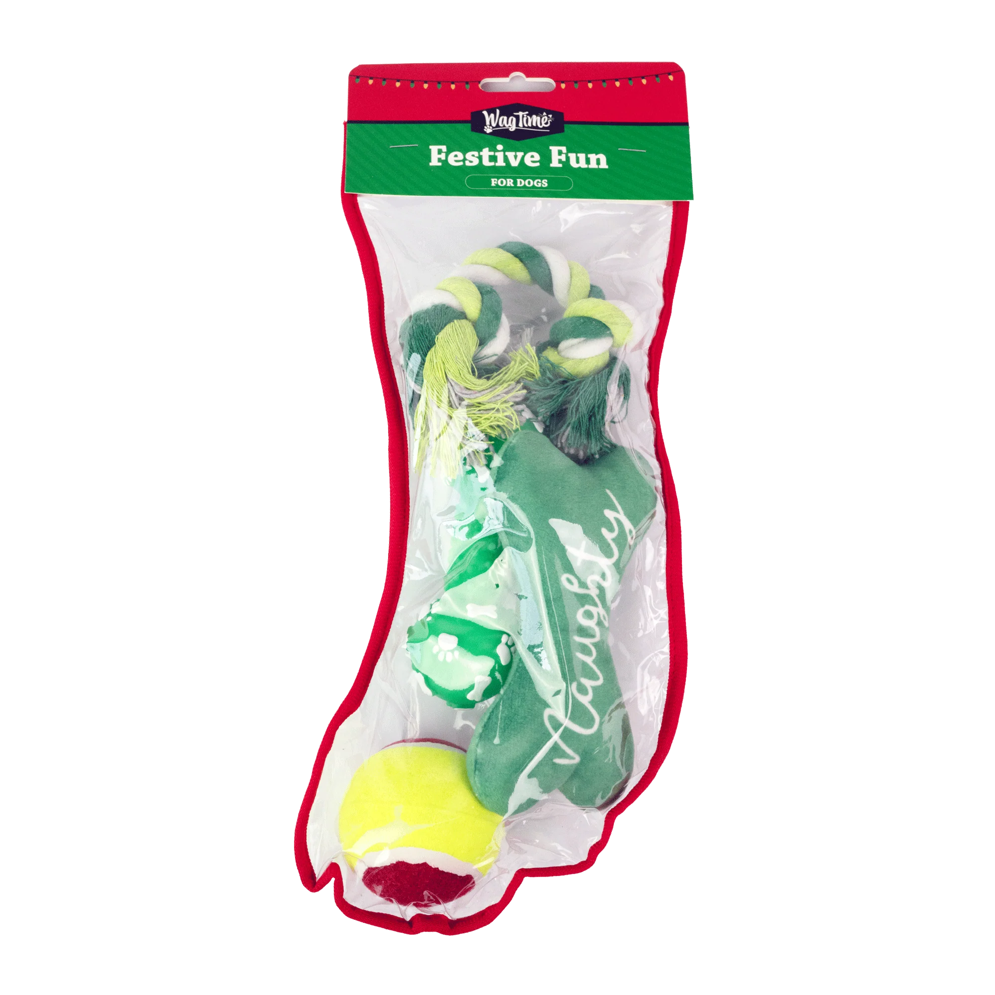 WagTime Christmas Festive Green Dog Stocking