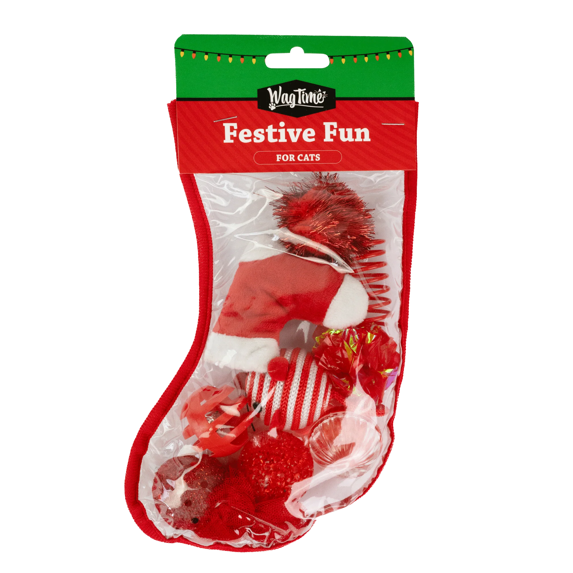WagTime Christmas Festive Red Cat Stocking
