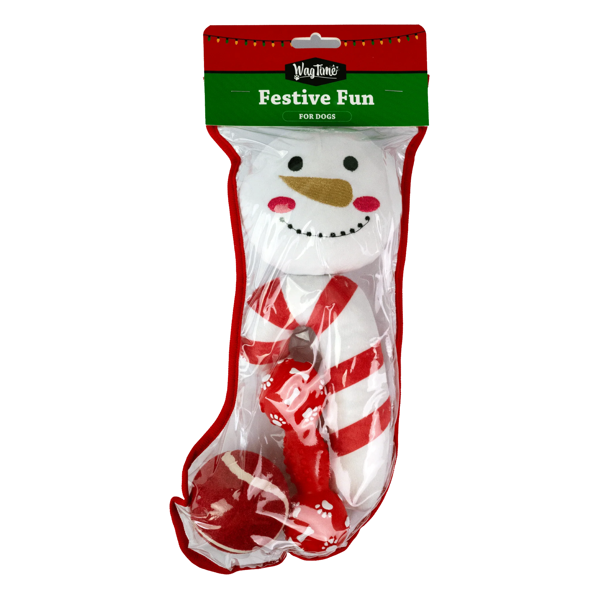 WagTime Christmas Festive Red Dog Stocking