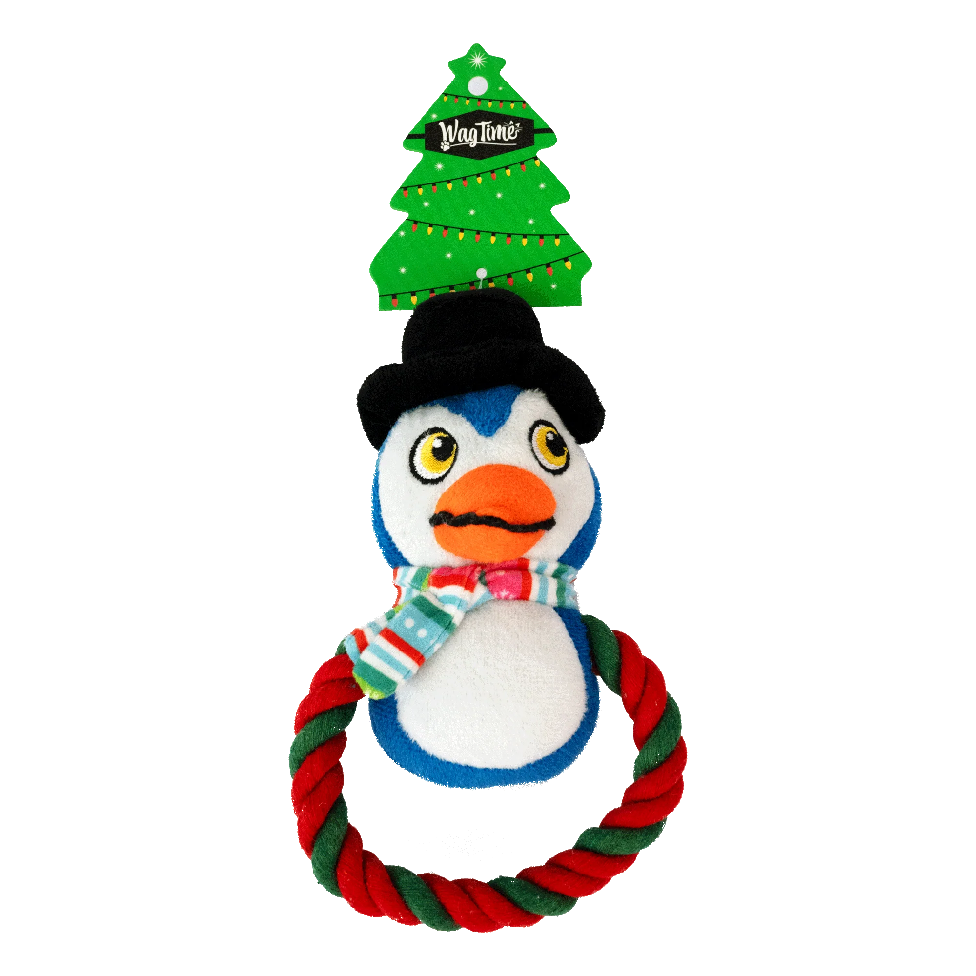 WagTime Christmas Penguin Small Ring Tug Rope