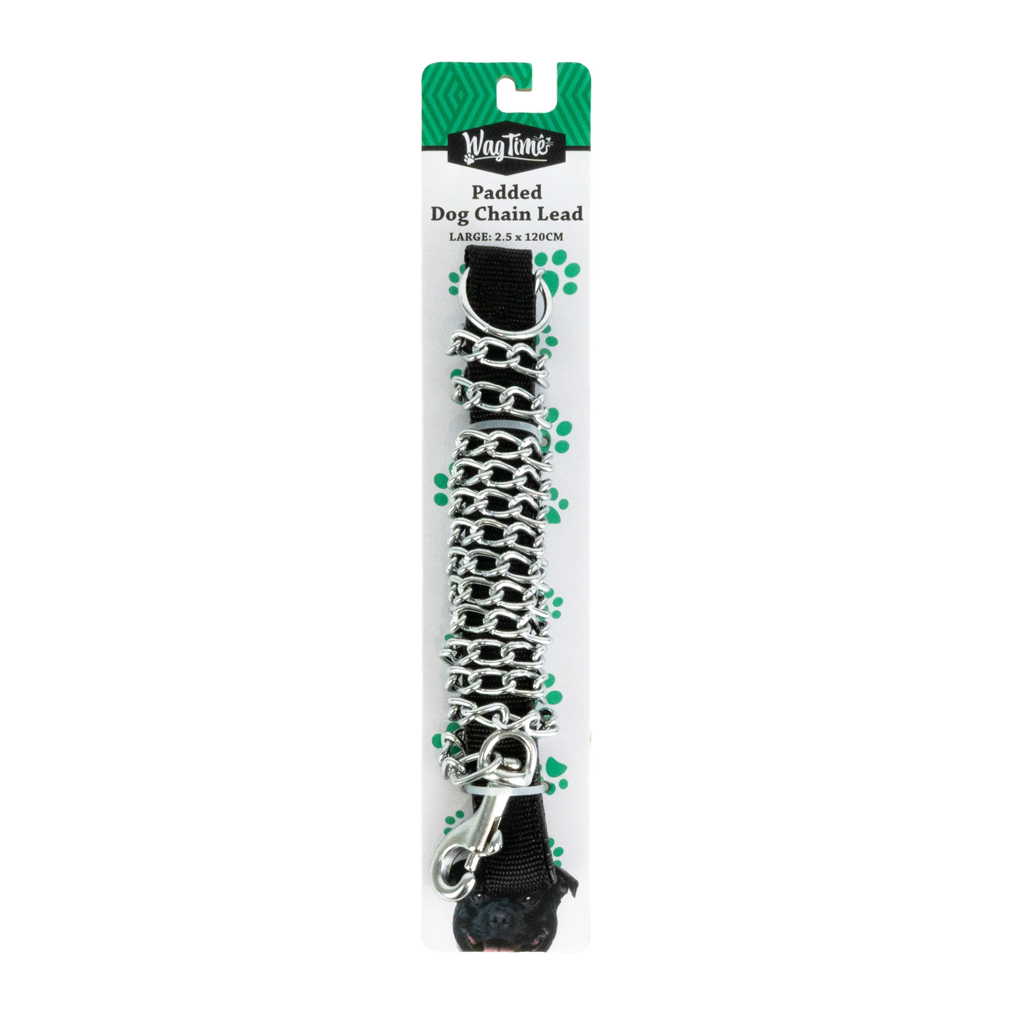 WagTime Padded Dog Chain Lead Black - Large - Image 3