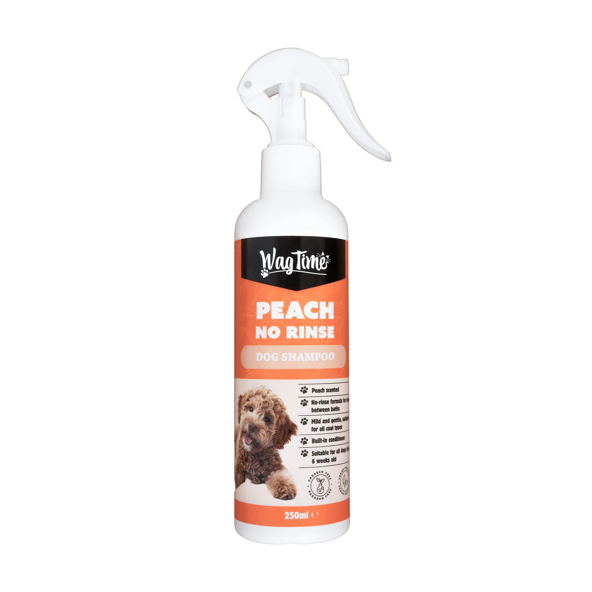 WagTime Peach No Rinse Dog Shampoo Spray 250ml