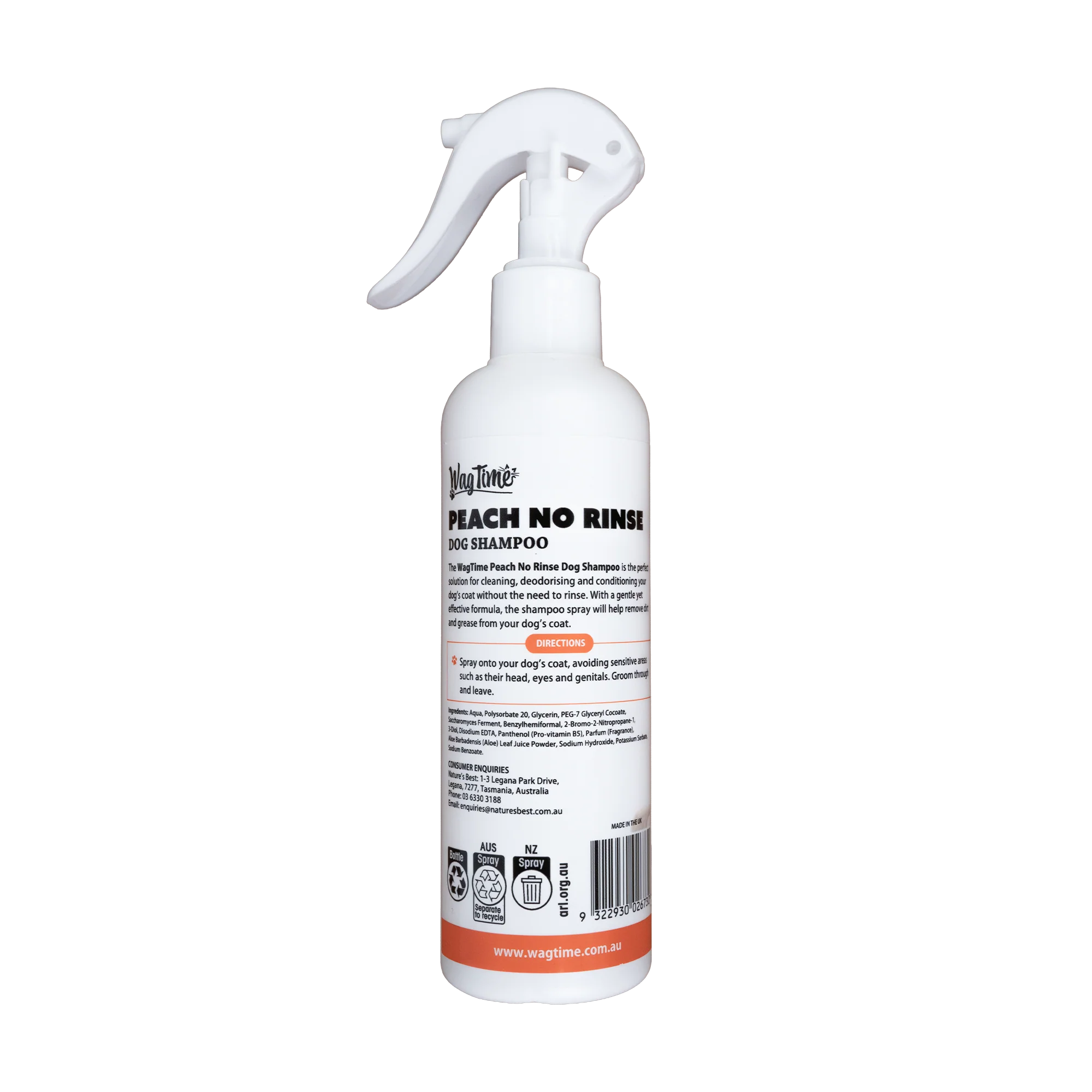WagTime Peach No Rinse Dog Shampoo Spray 250ml - Image 2