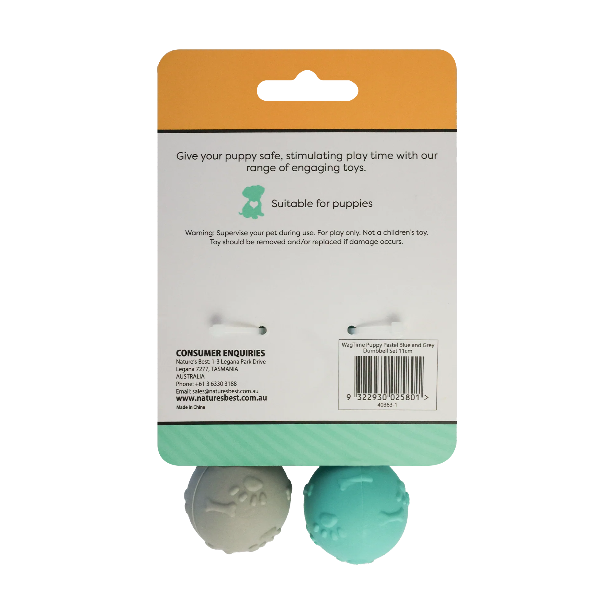 WagTime - Puppy Pastel Blue and Grey Dumbbell Set (11cm) - Image 2