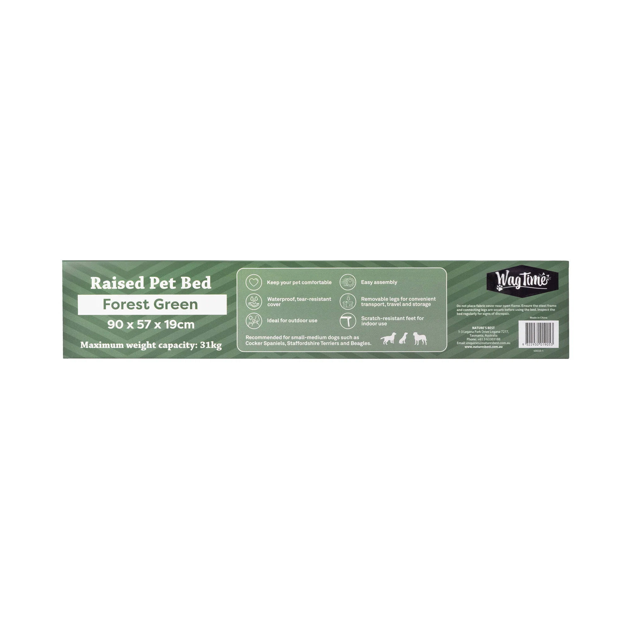 WagTime Raised Pet Bed 90cm - Forest Green - Image 3