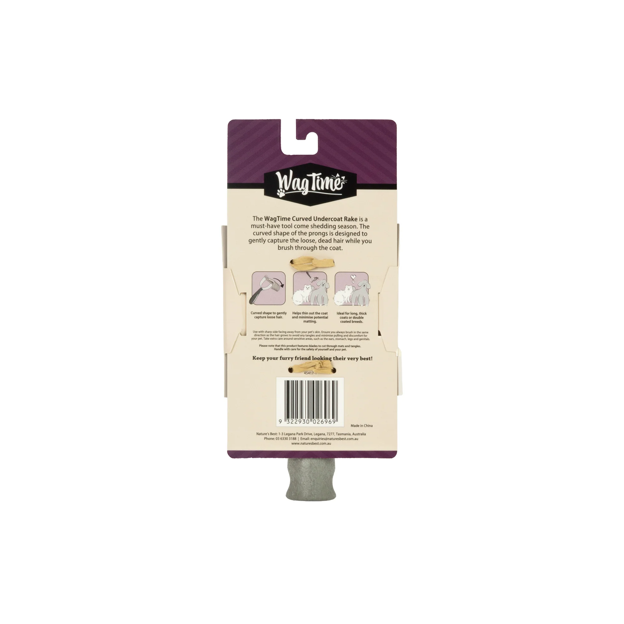 WagTime Recycled Curved Undercoat Rake - Image 3