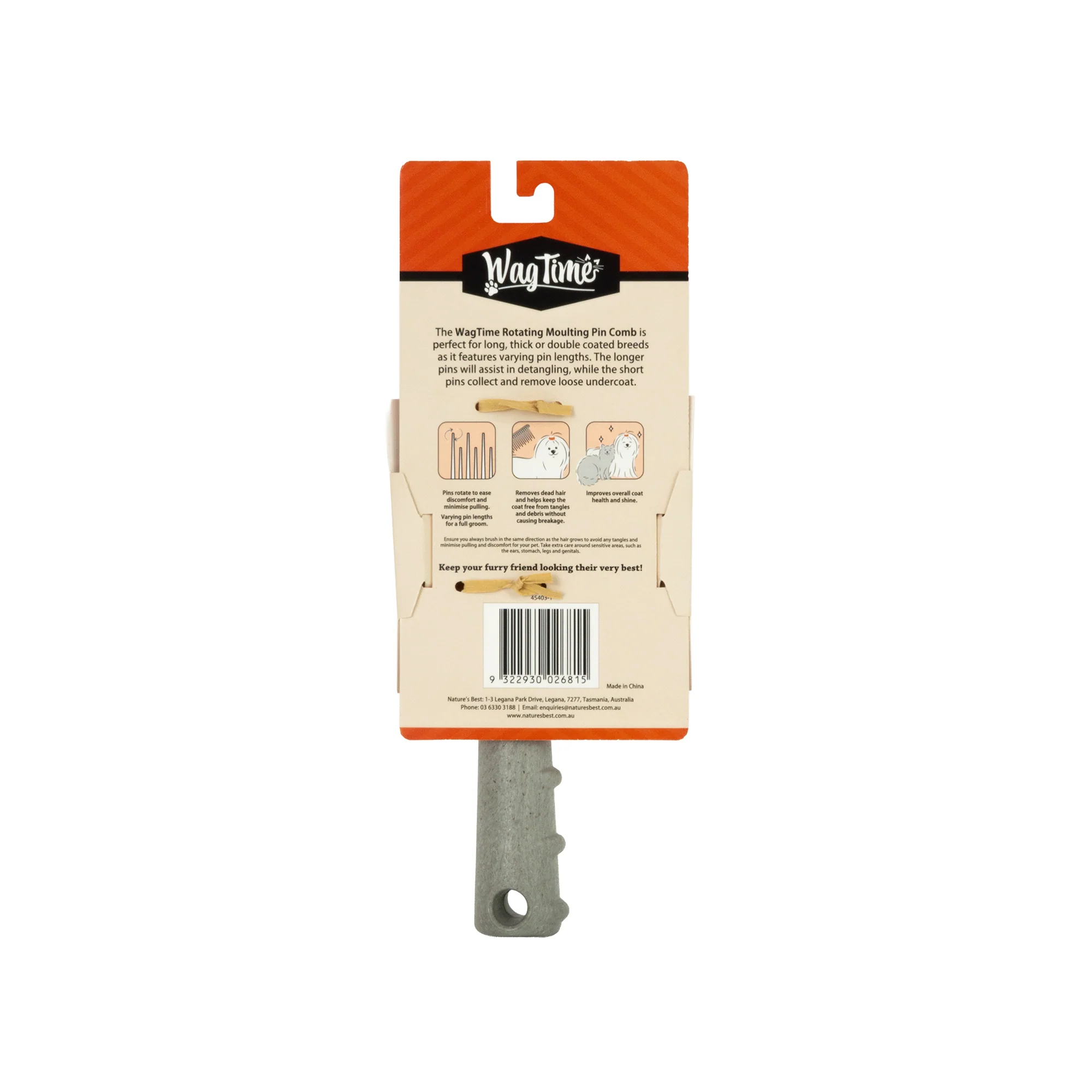 WagTime Recycled Rotating Moulting Pin Comb - Image 3
