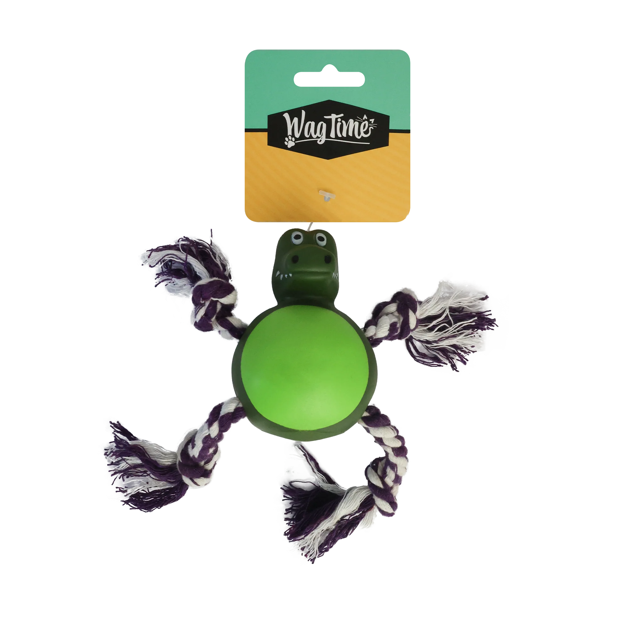 WagTime Vinyl Crocodile Rope Toy