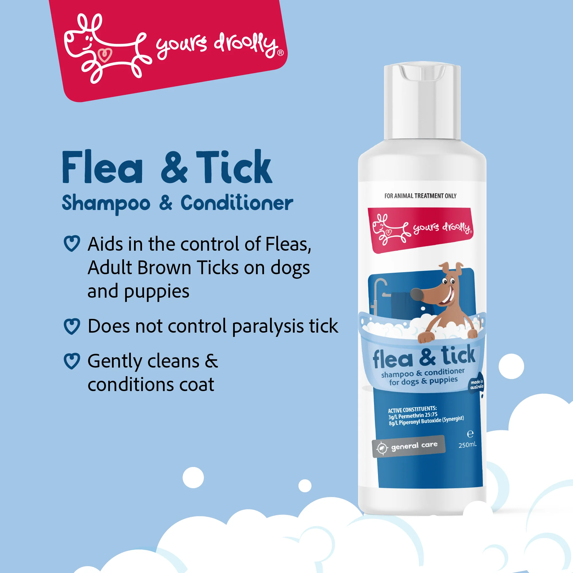 Yours Droolly Flea & Tick Dog Shampoo & Conditioner 250ml - Image 3