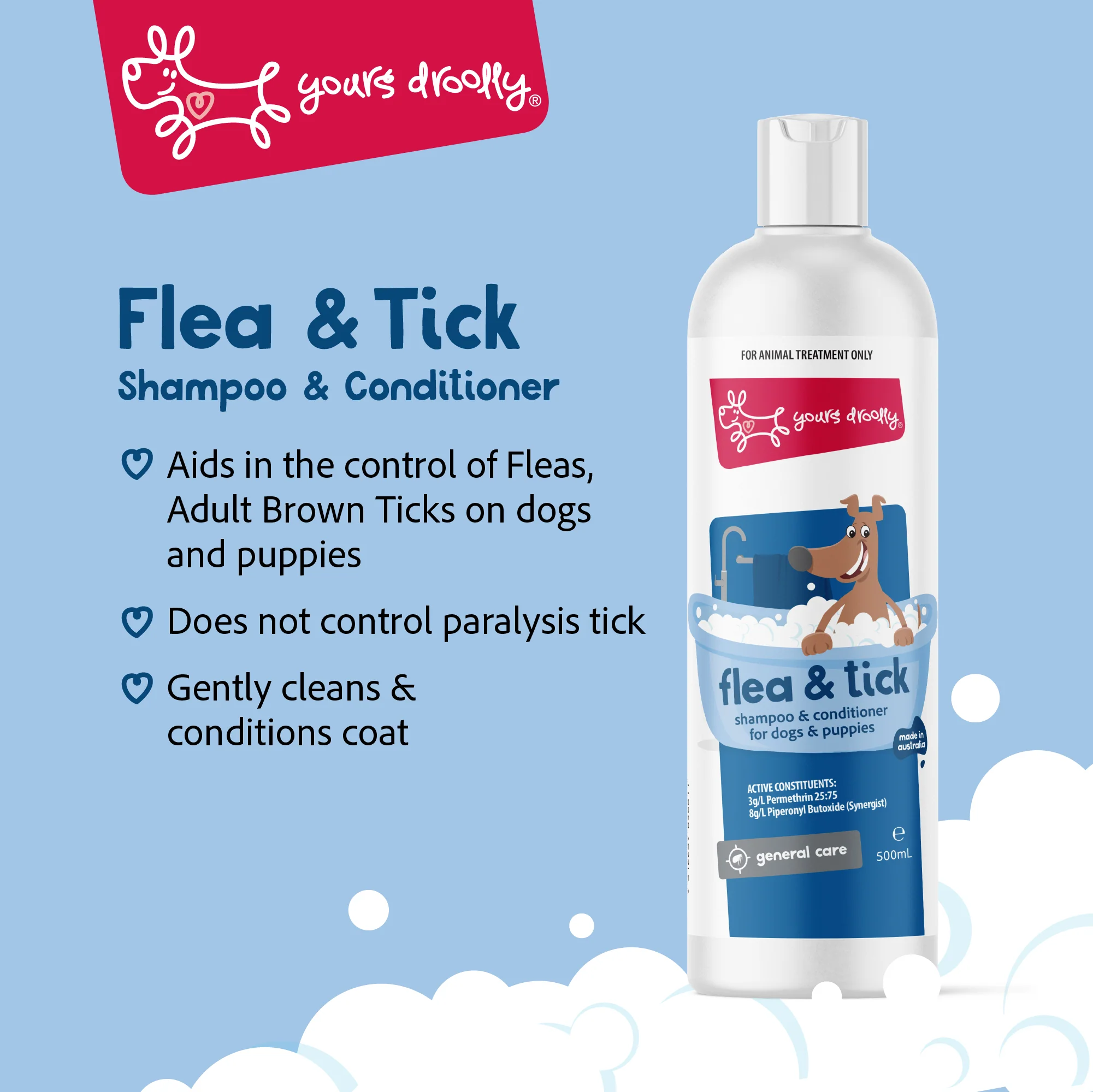 Yours Droolly Flea & Tick Dog Shampoo & Conditioner 500ml - Image 3
